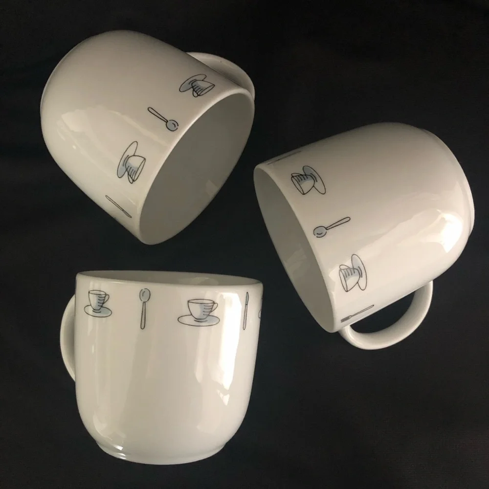 3 Crate&Barrel Coffee Shop Series Mugs Kathleen Wills - Mugs & Utensils Design
